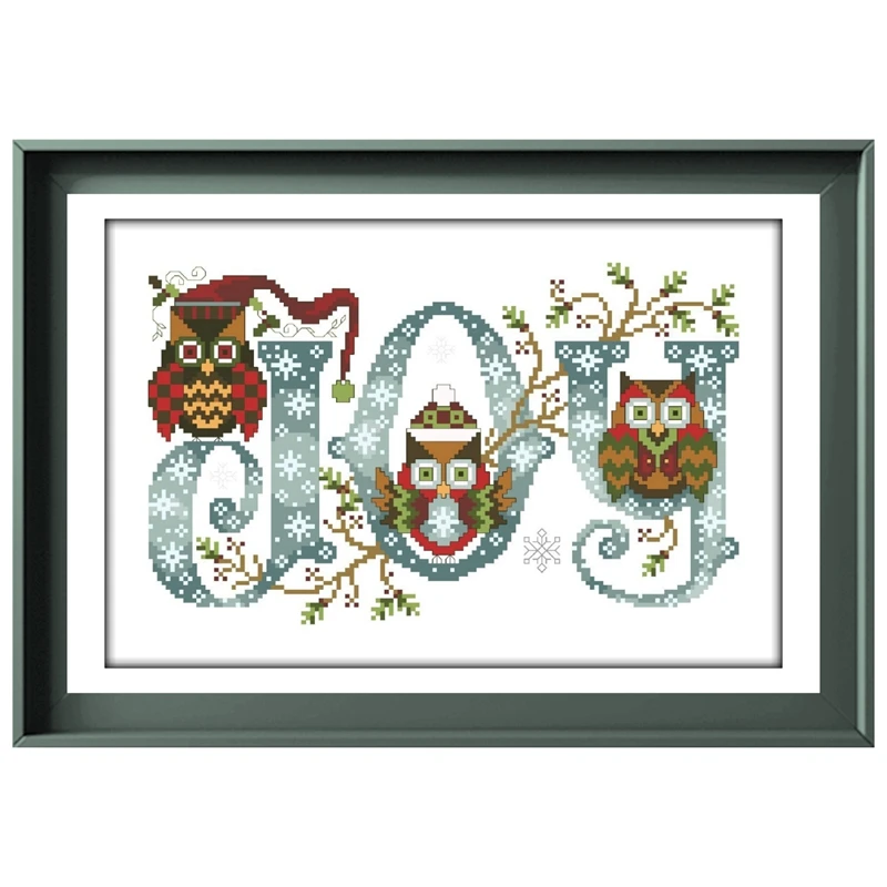 

Joyful owls cross stitch kit aida fabric 18ct 14ct 11ct unprint canvas cotton thread cross-stitch embroidery set