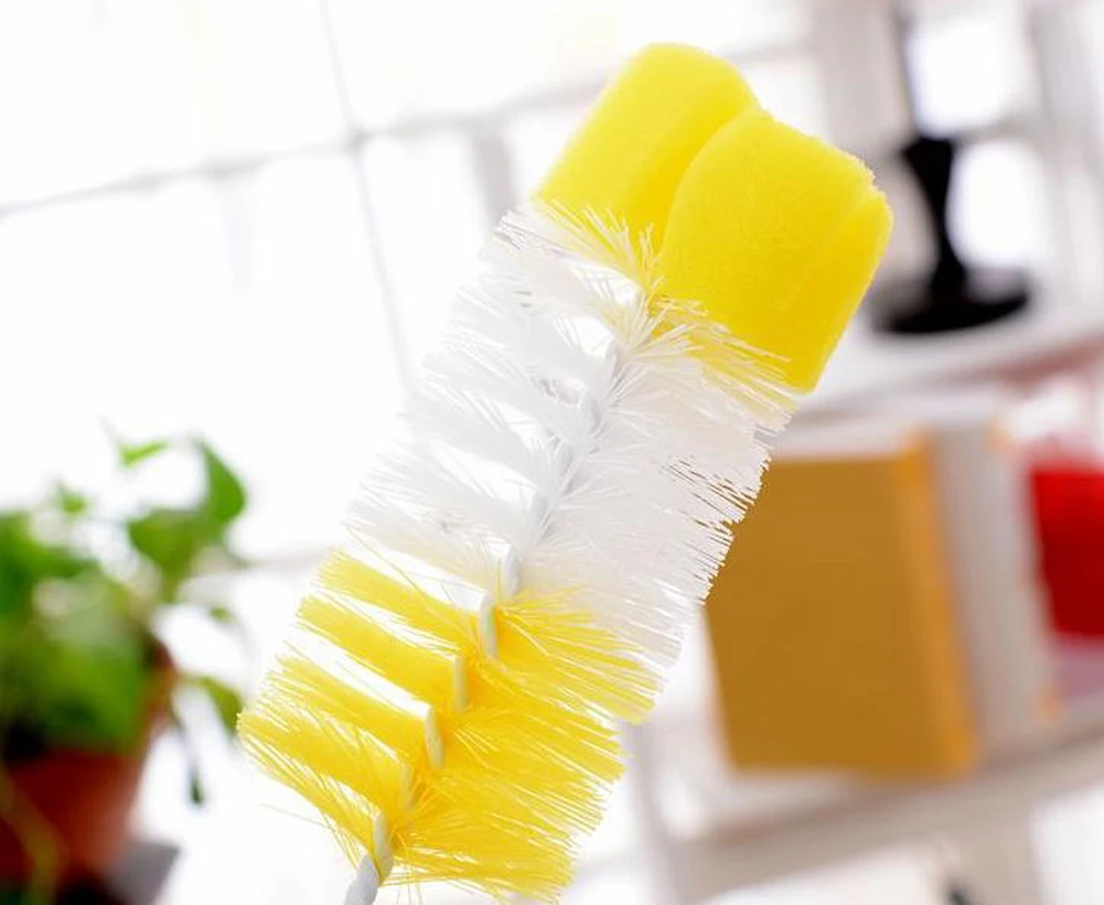 

New For Washing Cleaning baby bottle brush Rotary Handle cleanning Long Scrubbing Handle Brush Feeding-bottle H6A0