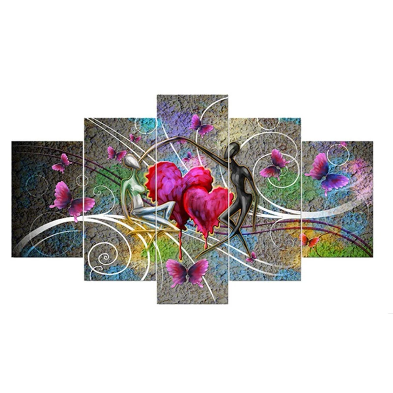 

5pcs Full Round Drill 5D Diamond Painting"colorful heart" Multi-picture Combination Embroidery DIY Cross stitch Decor gift BY893