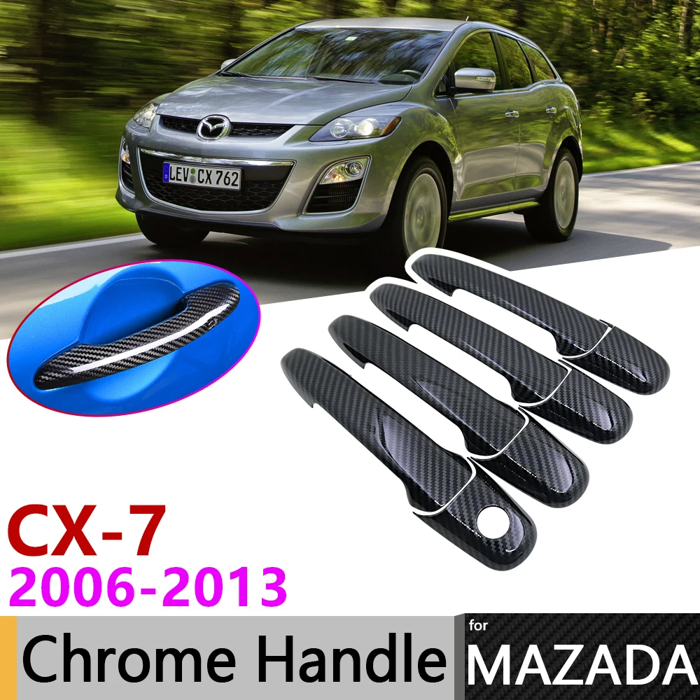 

Black Carbon Fiber Exterior Door Handle Cover for Mazda CX-7 CX7 CX 7 2006~2013 2012 Car Accessories Stickers Trim Set Chrome