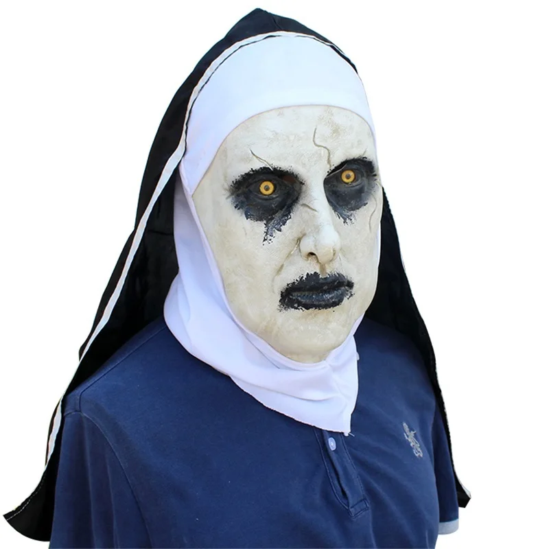 Новинка ужасная маска монахини Косплей валак страшные латексные маски с шарфом