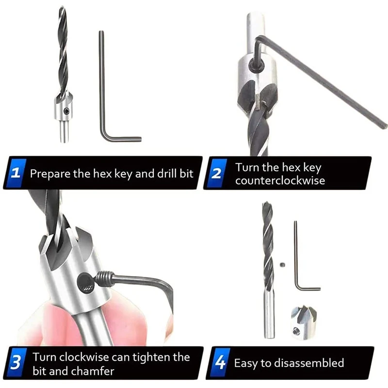 24 шт. набор сверл для деревообработки фаски с зенковкой 8 резак древесины и