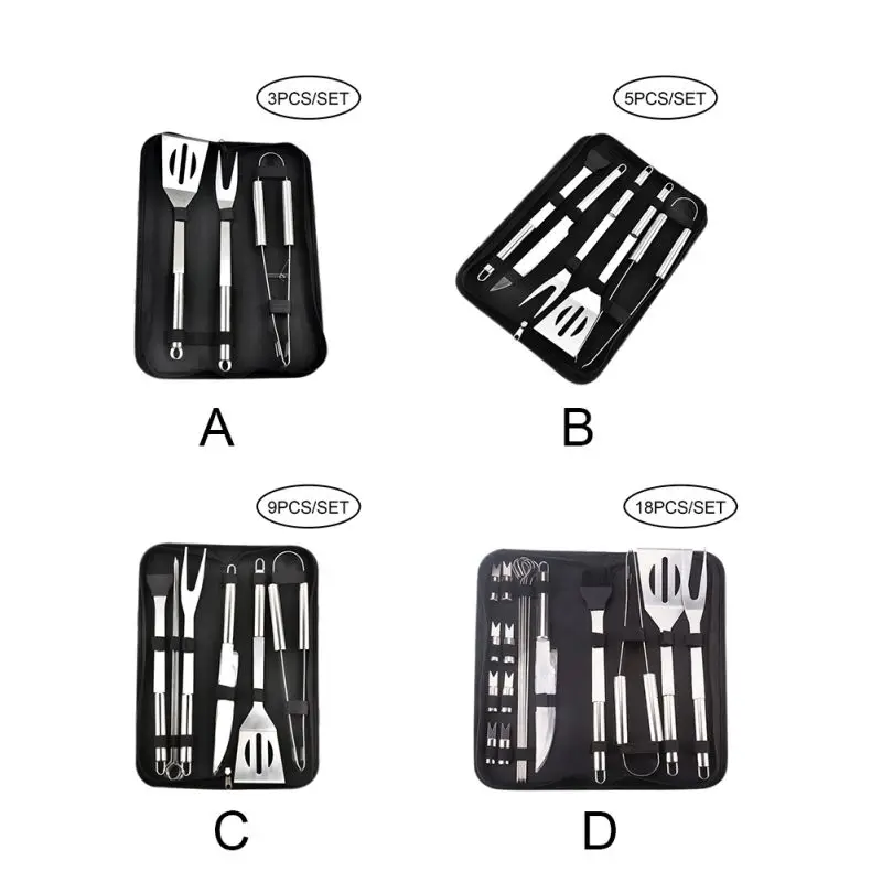

18Pcs/Set Stainless Steel Barbecue Grilling Set BBQ Utensil Accessories Camping Outdoor Cooking Tools Kit With Carry Bag