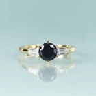 Женское кольцо из серебра 14 пробы, с черным бриллиантом