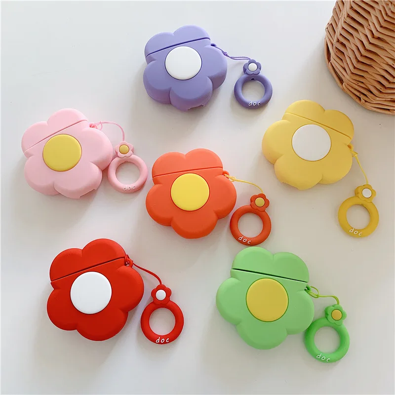 

3D Flowers for Airpods 12 Case for Airpods 12 Silicone Shockproof Bluetooth Wireless Protective Cover Charging Box Accessories
