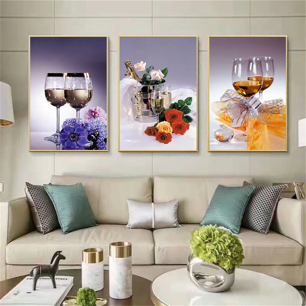 Обеденный стол очки шампанского современная картина плакат холст печать