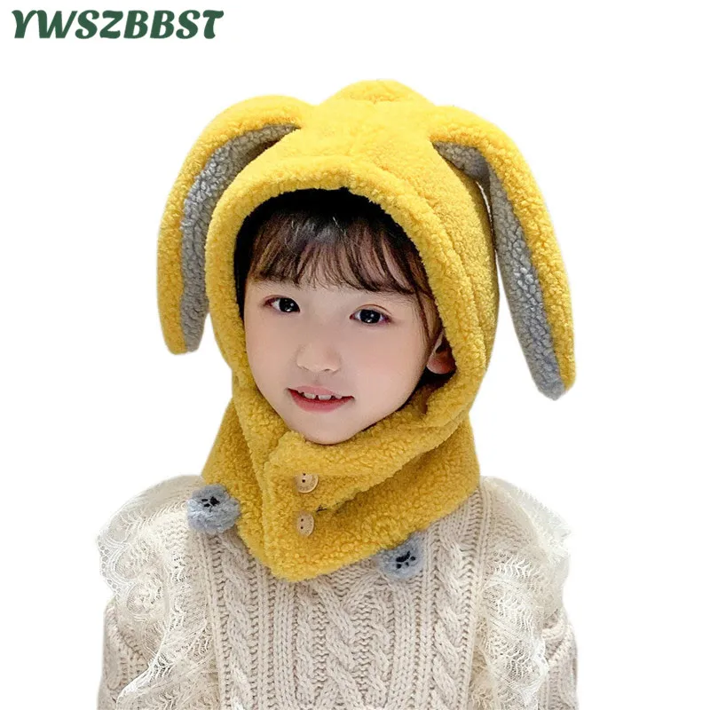 

Шапка и шарф Детские, зимние, плюшевые, с мультяшными ушками, детские вязаные шапки комплектов