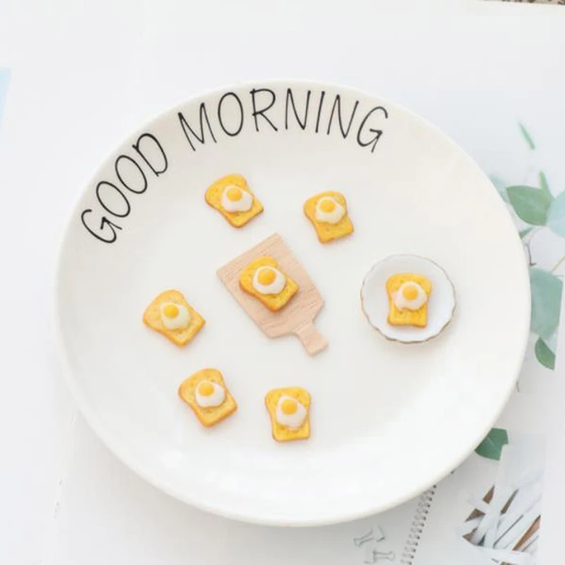 

1:12 Dollhouse Miniature Fried Eggs With Toast Decorative Craft Toys Accessories