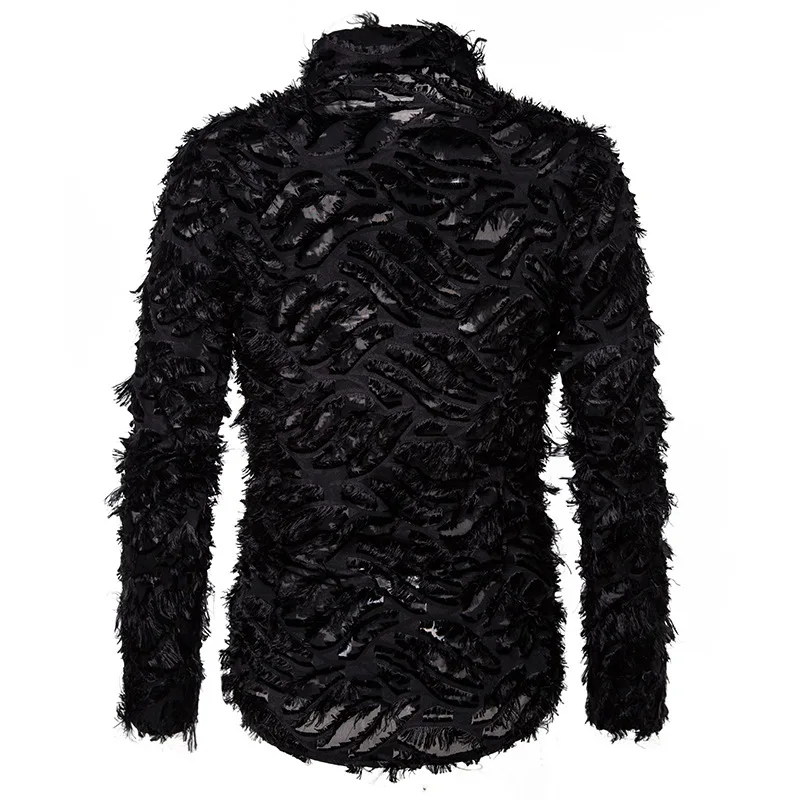 

New Warm Quality Material Long Sleeved Shirts Button Collar Smart Casual For Men Three-dimensional feather hemp shirt tartans