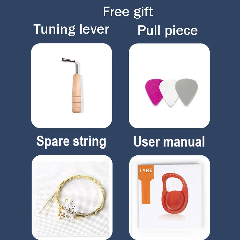 16/19/21/24 Strings Harp Lyre Harp Wooden Mahogany Harp 19 Strings Lyre Piano Musical Beginner Instrument With Matching Gifts