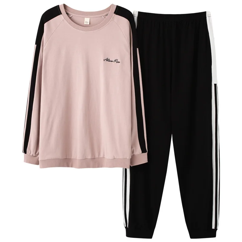 

Spring and Autumn Men's Pajamas Long-sleeved Cotton Suit Plus Size Home Service Youth Suit Pyjama Homme Sommeil Tops Lounge Set