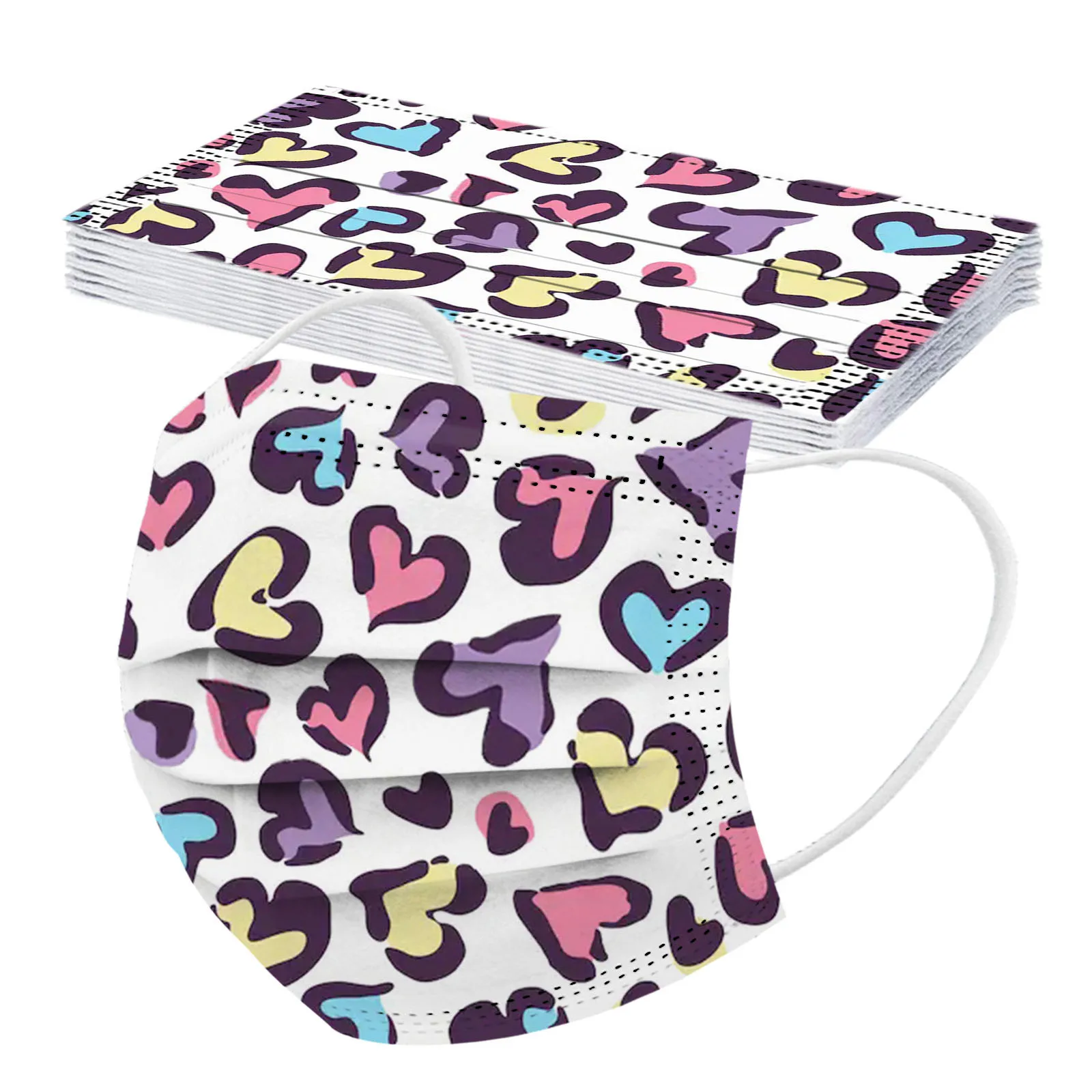 Маска одноразовая унисекс в форме сердца с леопардовым принтом 3 слоя |