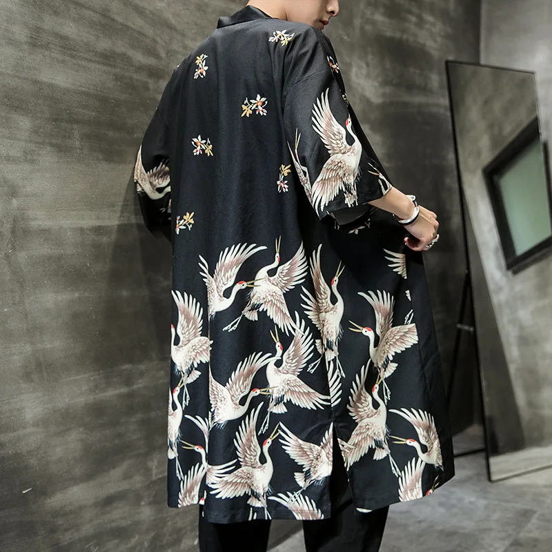 

Мужское длинное кимоно haori, летнее кимоно, халат, костюм самурая, пиджак, рубашки, Традиционная японская одежда