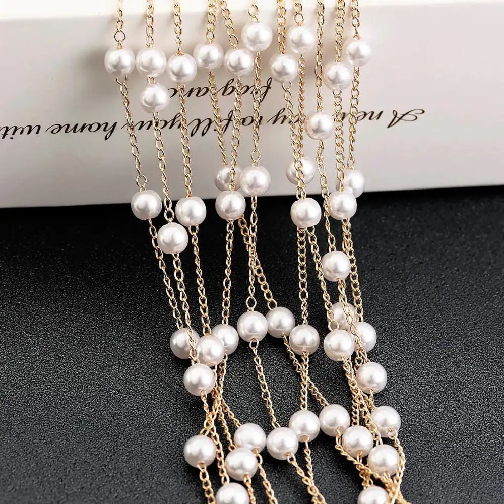 2 м медные жемчужные бусины ремесло цепь звено цепи с жемчужными бусинами для DIY