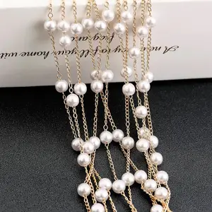 Медные жемчужные бусины 2 м, цепочка из звеньев для рукоделия с жемчужными бусинами для изготовления ювелирных изделий своими руками, аксессуары, Ювелирная фурнитура, оптовая продажа