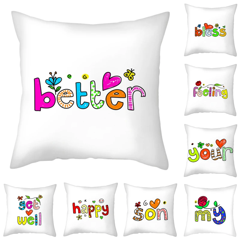 

Fuwatacchi Polyester Cushion Cover Letter Pattern Pillow Covers for Home Sofa and Chair Decor Throw Pillowcases 45X45cm