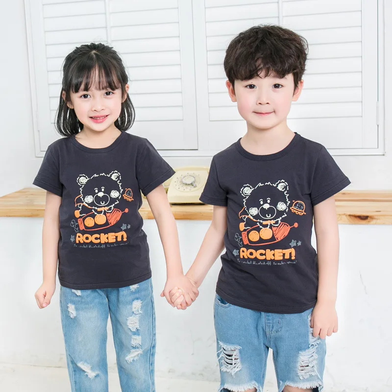 Детские футболки для мальчиков и девочек Хлопковые топы Футболки Футболка с