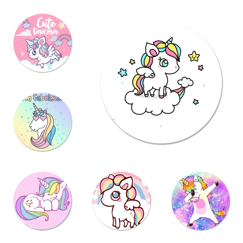 

Значки в виде милых единорогов, значки, значки, металлические значки для украшения одежды и рюкзака 58 мм