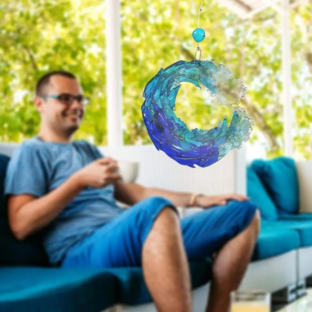 Декоративный подвесной орнамент в виде волны уличный садовый кулон из смолы