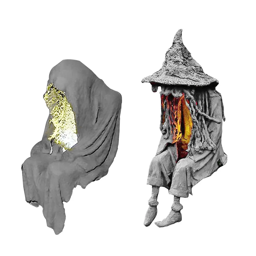

LED Sitting Witch Soul Light Resin Cartoon Craft Waterproof Outdoor Garden Lawn Stakes Lamps Yard Art for Home Courtyard Decorat