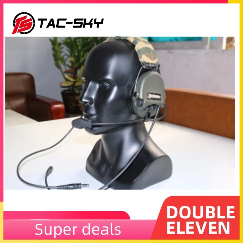 TAC-SKY SORDIN Silicone earmuff daul version Noise reduction pickup headset -FG