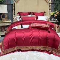 european style egyptian cotton gold thread embroid slap up naked sleep bedding set duvet cover sheet pillowcase king queen 4 pcs