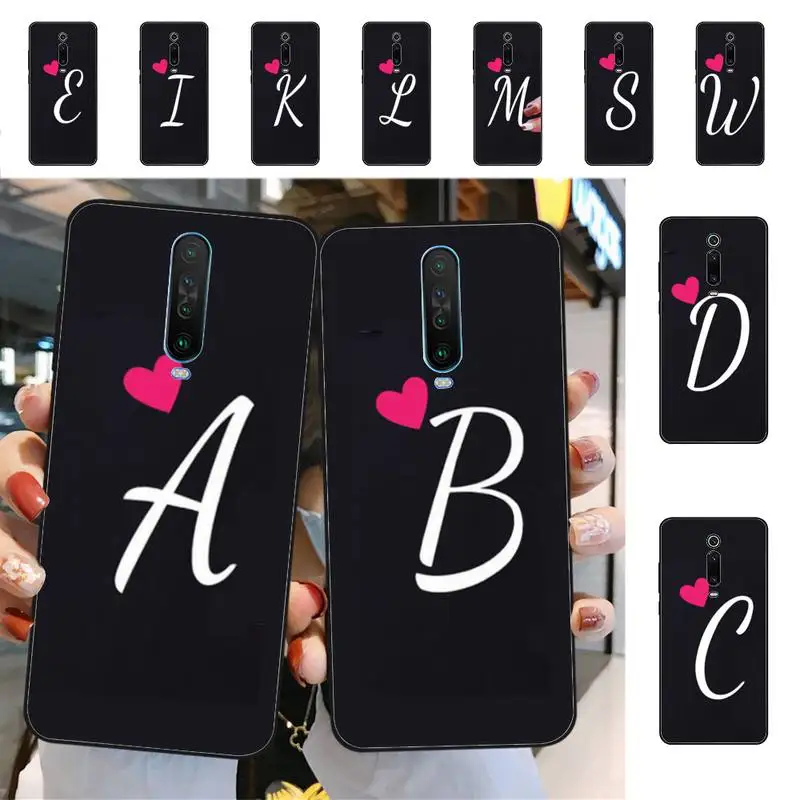 

RuiCaiCa Letter A B C D Love Heart Phone Case for Redmi 5 6 7 8 9 A X pro plus K20 S2 K30 pro Go