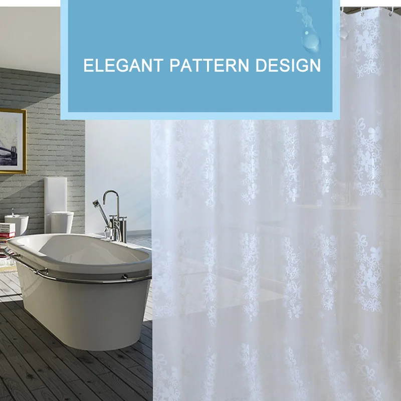 

180*180 Waterproof Shower Curtain With 12Pcs Hooks Transparent Bath Curtains for Bathroom J8