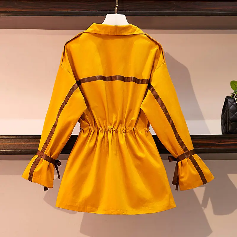 Женский Длинный тренчкот свободная ветровка большого размера на весну и осень