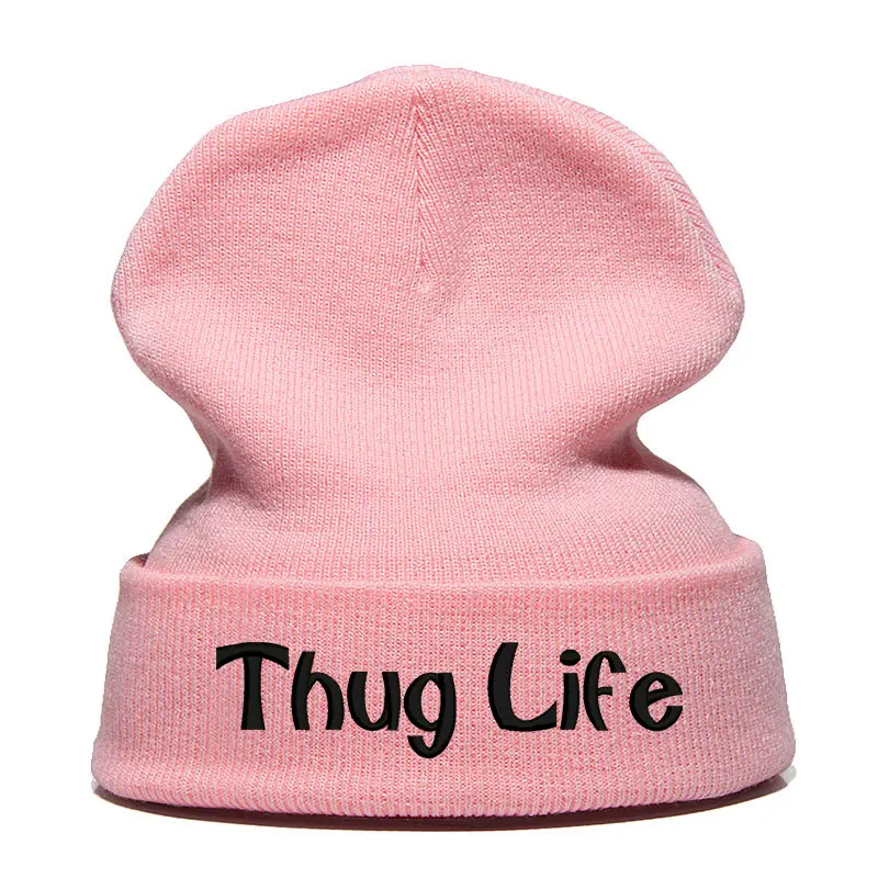 Beanie шляпа Skullie шапка, вязаная шапка-носок Зимняя Вышивка в стиле панк Для мужчин Для женщин подростков уличных танцев забавные Персонализированные-бандит жизни