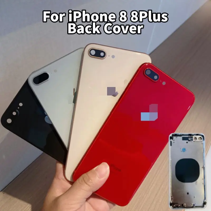 

Новая задняя крышка для iphone 8 8Plus, задний корпус, батарея, средняя рамка корпуса, корпуса в сборе с задней крышкой, стеклянная крышка батарейн...