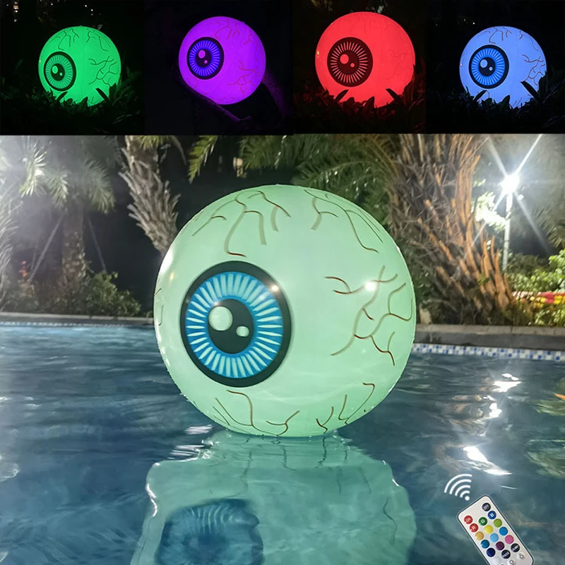 

16in Inflatable Eyeballs 13 Color Changing LED Light Up Scary Eyeball Halloween Horror Decorations Blow up Lighted Outdoor Toys