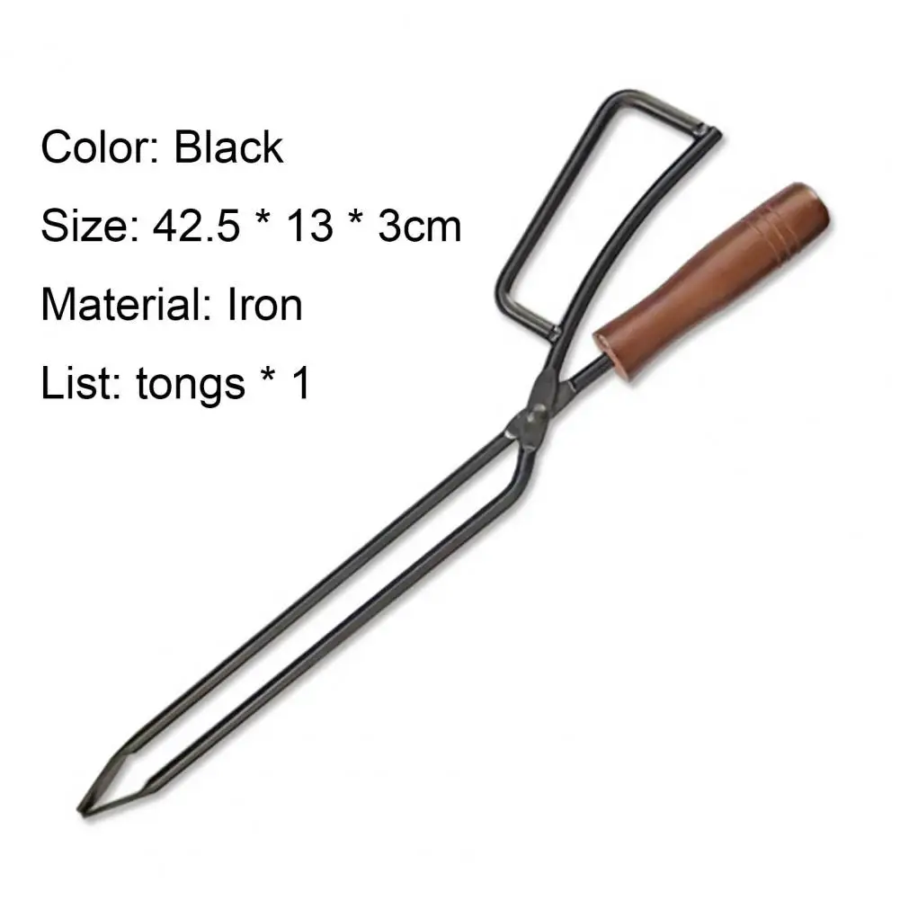 

Grilling Tong Lightweight Rust Resistant Iron Scald-proof Handle Fire Charcoal Clip for Outdoor