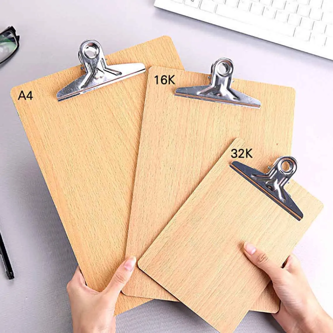 

Wooden Simple A4 Board Folder Paper Document Single Clip Folders WordPad Pad Student School Office Folder Stationery