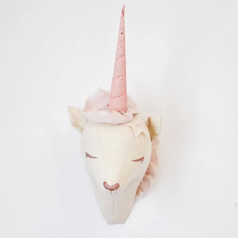 Милые настенные Подвески с головой оленя единорога слона мягкие животного
