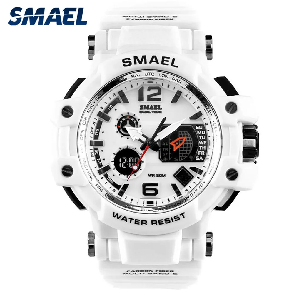 

SMEAL Men Sport Watches Digital Double Time Chronograph Watch Mens LED Chronometre Week Display Wristwatches montre homme Hour