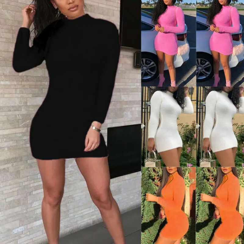 Женское бархатное платье свитер облегающее трикотажное мини с длинным рукавом