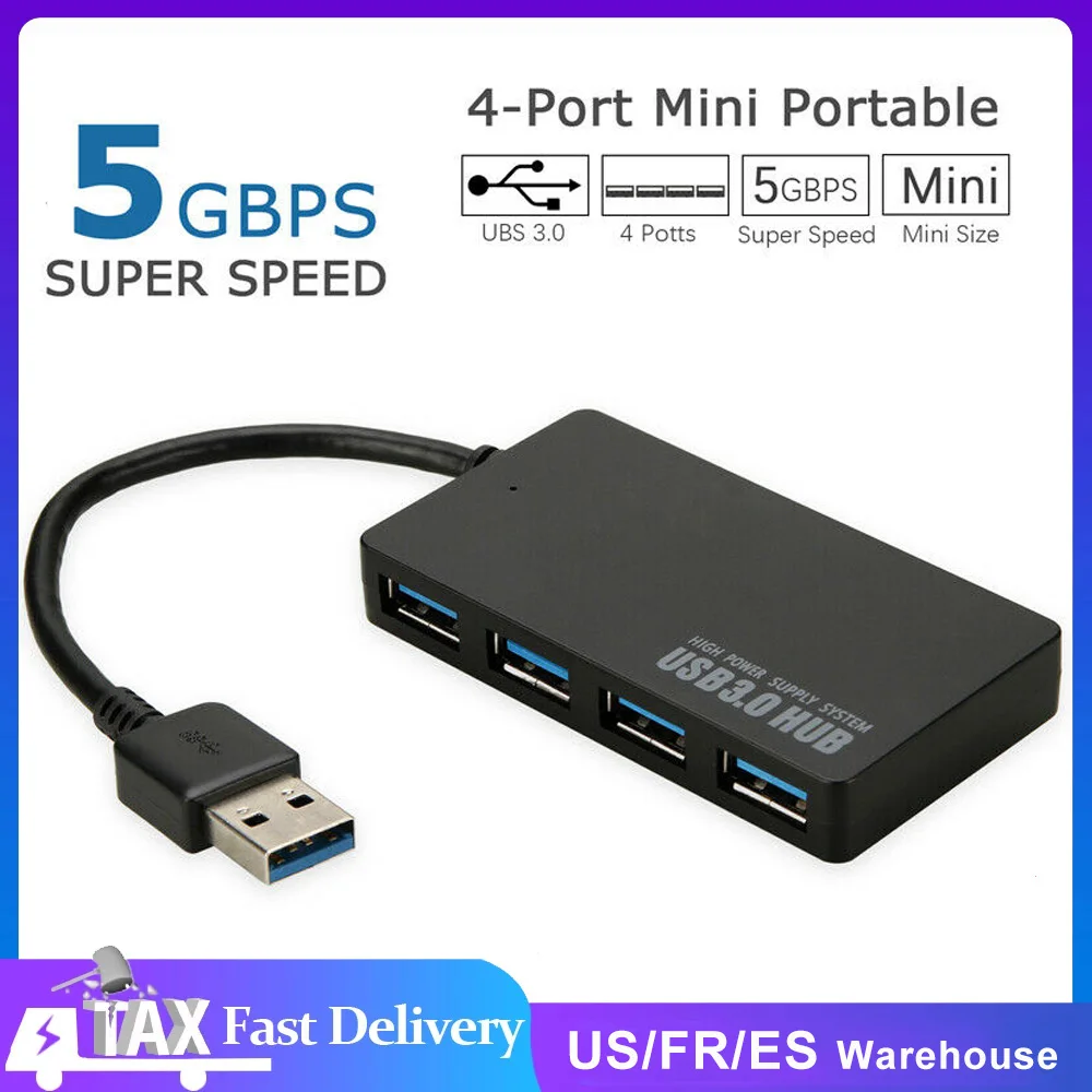 

USB HUB 3.0 High Speed 5 Gbps HUB Multi USB Splitter Adapter 4 Ports Speed with Micro USB Charging Port for PC Laptop HUB USB