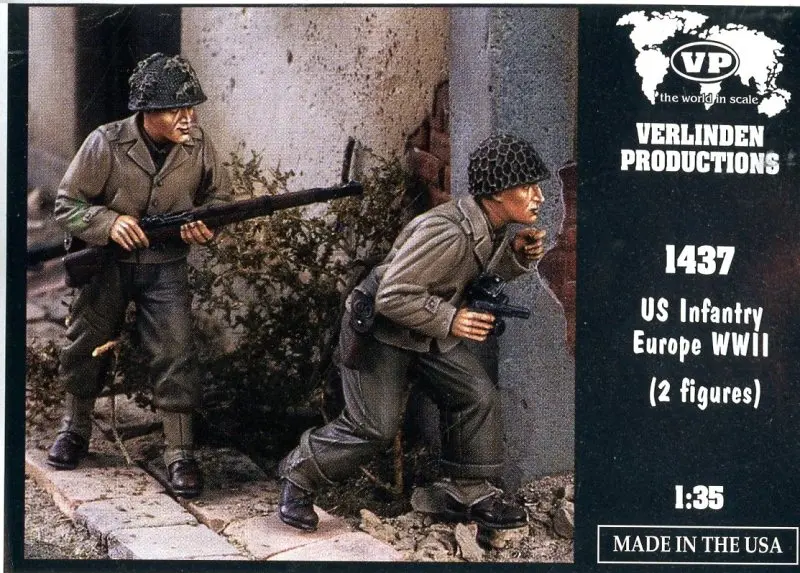 

1/35 WWII US Infantry in Europe (2 Resin Figures/Set) Box Packing VERLINDEN #1437 Unassembled Uncolored