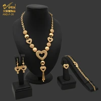 heart shaped bridal jewelry sets gold filled big african nigerian necklace bracelet earring set wedding indian jewellery gift