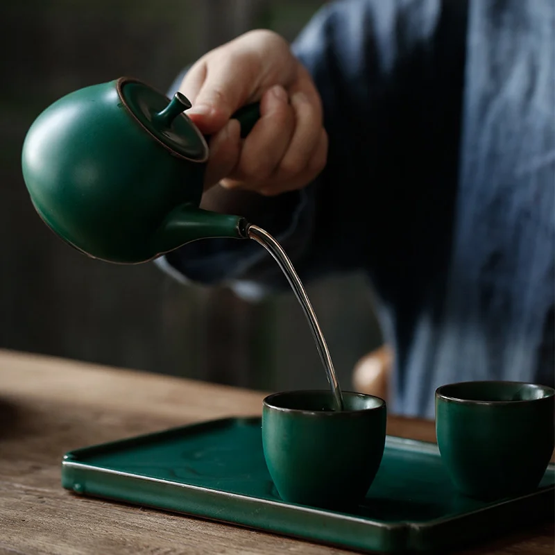 2pcs/Set 45ml Japanese Style Turquoise Coarse Ceramic Tea Cup Master Household Puer Kung Fu Set Ceremony Accessories | Дом и сад