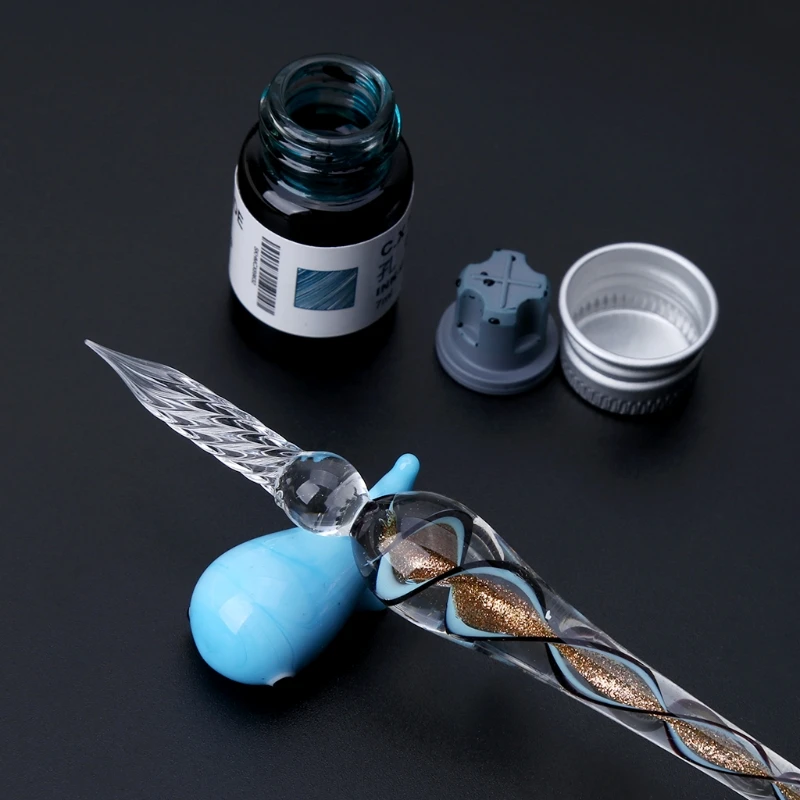 

Vintage Handmade Art Elegant Crystal Glass Dip Pen Sign Ink Pens Gift