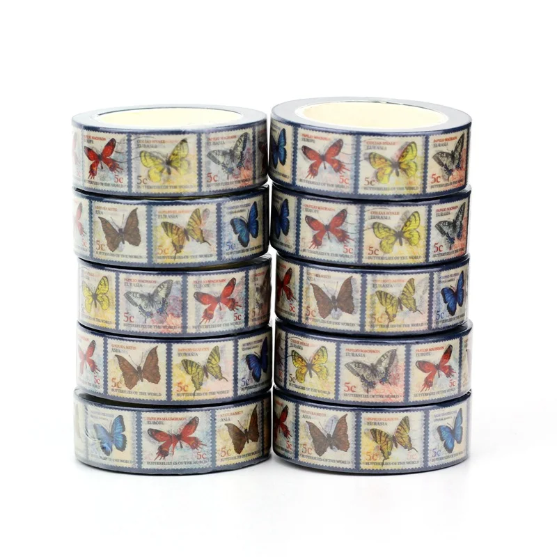 

Новинка 10 шт./лот декоративные винтажные почтовые штампы с бабочками васи ленты DIY планировщик клейкая Маскировочная Лента бумажная