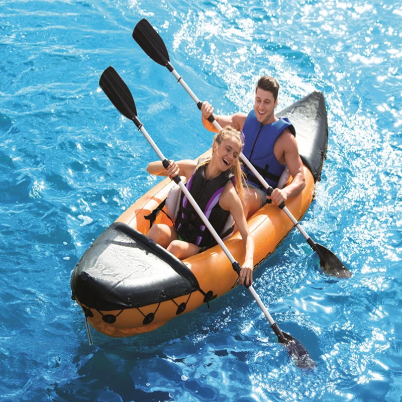 

Двухместная надувная Каяка с двумя веслами, прочная лодка для дрифтинга, каноэ, каяк 321x88 см, оранжевая Толстая лодка для каноэ, нагрузка 160 кг