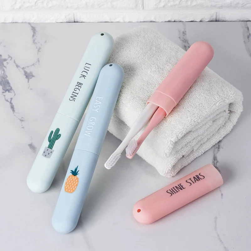

Portable Travel Toothbrush Storage Box Cartoon Fruit Printing Toothbrush Holder Durable Toothbrush Protective Cover