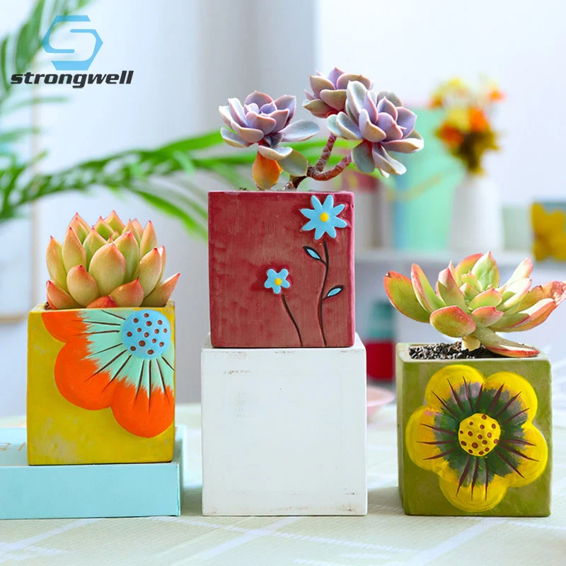 

Strongwell Vintage Hand Painted Succulent Green Flower Pot Outdoor Balcony Home Decor Garden Plants Garden Decor Ceramic Pots