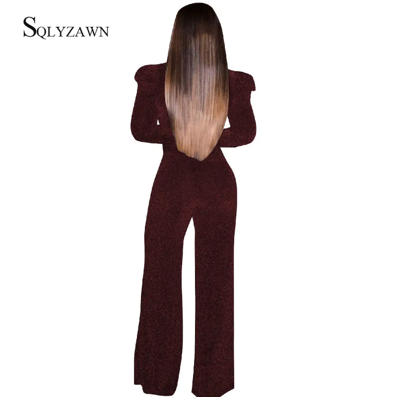 Женский винтажный комбинезон с V образным вырезом и длинным рукавом| |