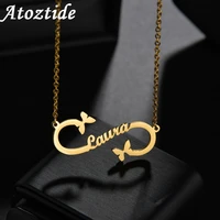 atoztide 2020 new with personalized infinity symbol for women butterfly nameplate jewelry stainless steel custom letter necklace