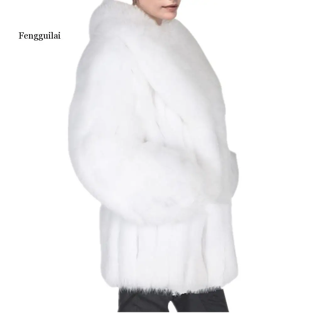 Модное женское зимнее пальто из искусственного меха куртка лисьего длинные