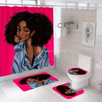 sexy african beauty shower curtains bathroom curtain bath sets toilet cover mat non slip washroom rug set gift lovely girls